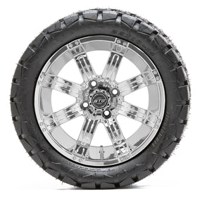 14 GTW Tempest Chrome Wheels with 22 Timberwolf Mud Tires Set of 4
