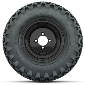 Set of (4) 10 in Matte Black Steel Offset Wheels with 22x11-10 Predator All Terrain Street Tires