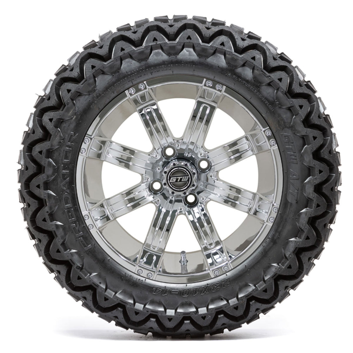 14 GTW Tempest Chrome Wheels with 23 Predator A/T Tires Set of 4
