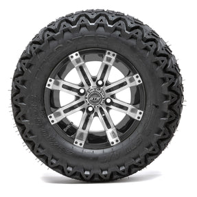 12 GTW Tempest Black and Machined Wheels with 23 Predator A/T Tires Set of 4