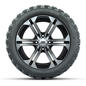 GTW Specter golf cart wheel and Nomad radial all-terrain tire combo black machined finish