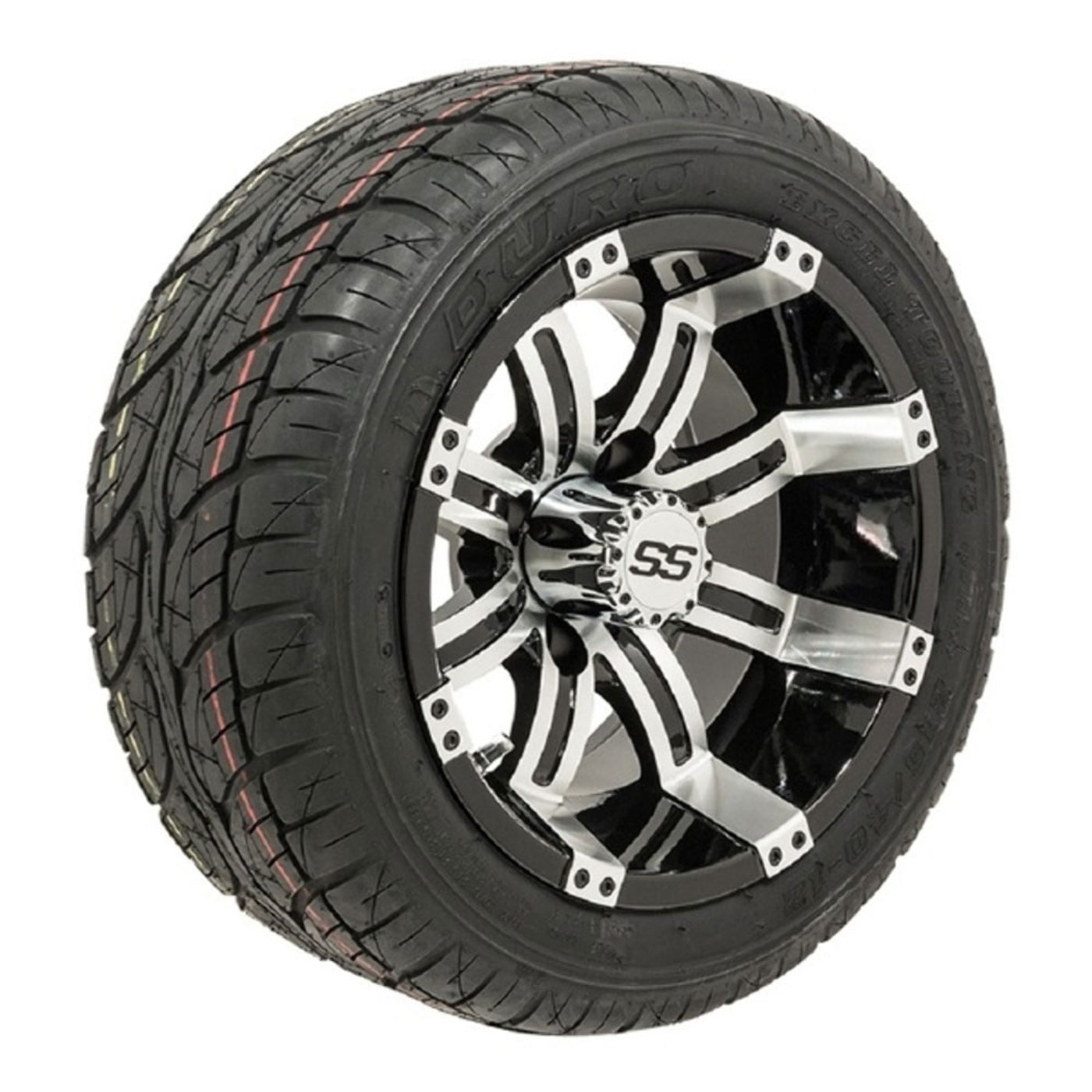 12 GTW Tempest Black and Machined Wheels with 18 Fusion Street Tires Set of 4