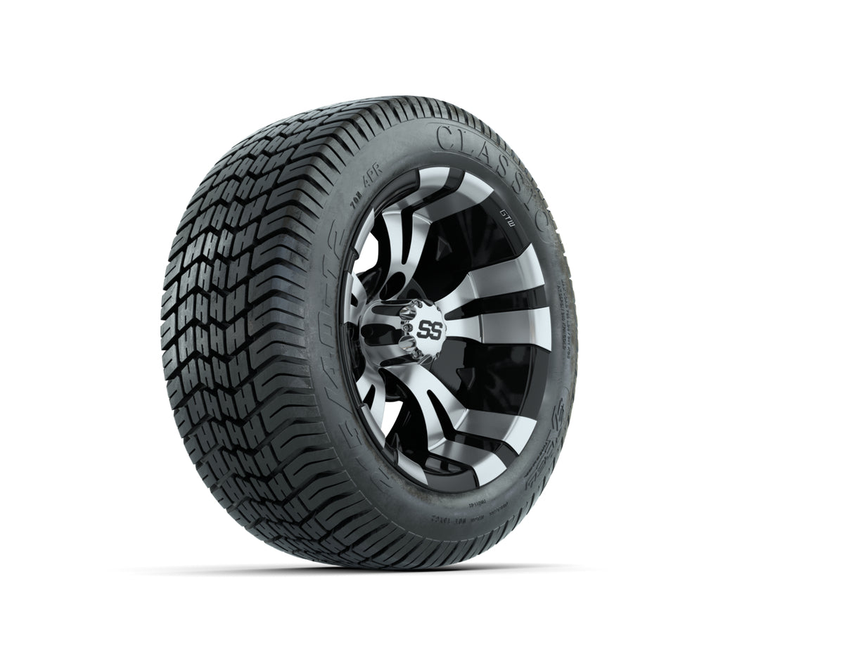 12 GTW Vampire Black and Machined Wheels with Excel Lo-Pro Street Tires Set of 4