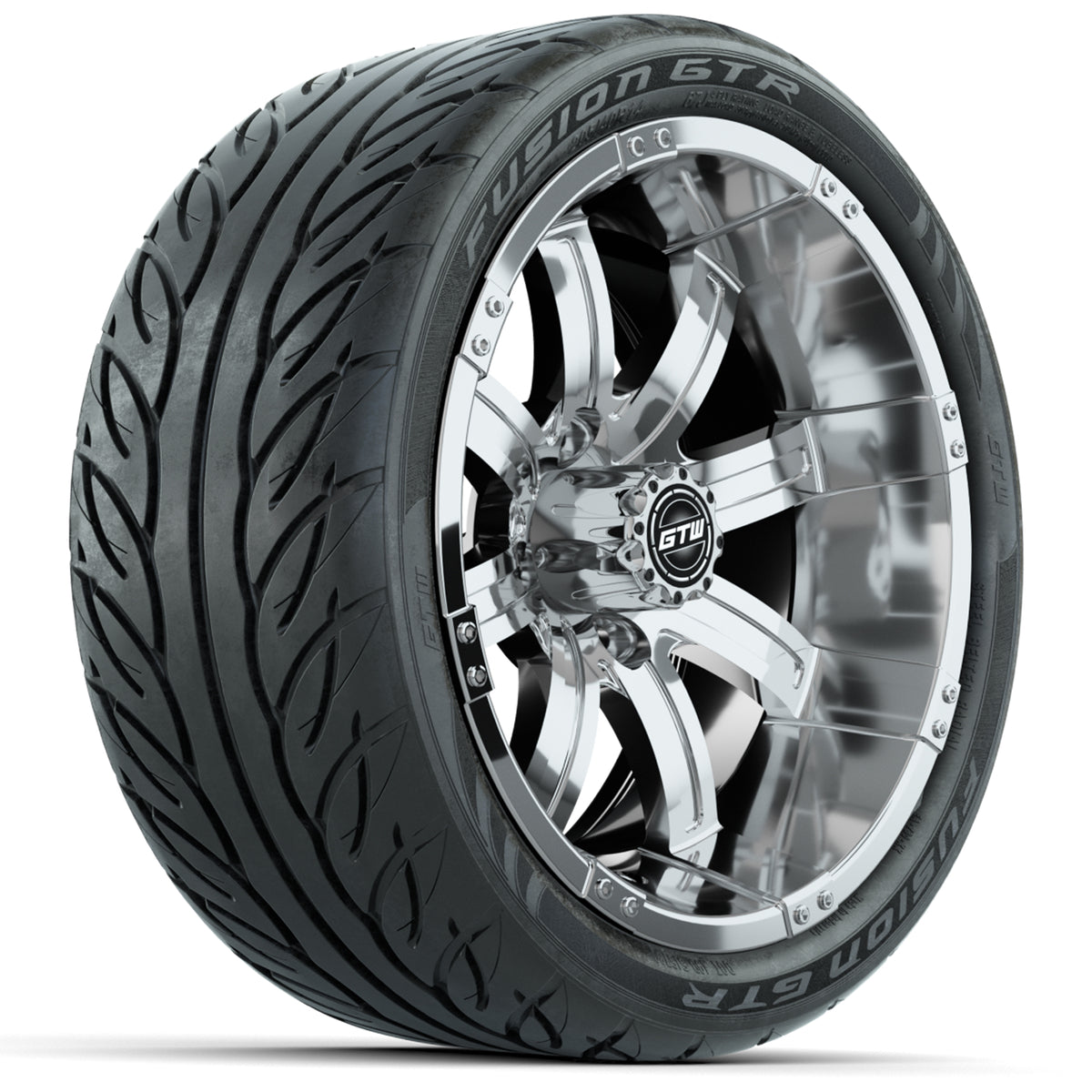 14 GTW Tempest Chrome Wheels with Fusion GTR Street Tires Set of 4
