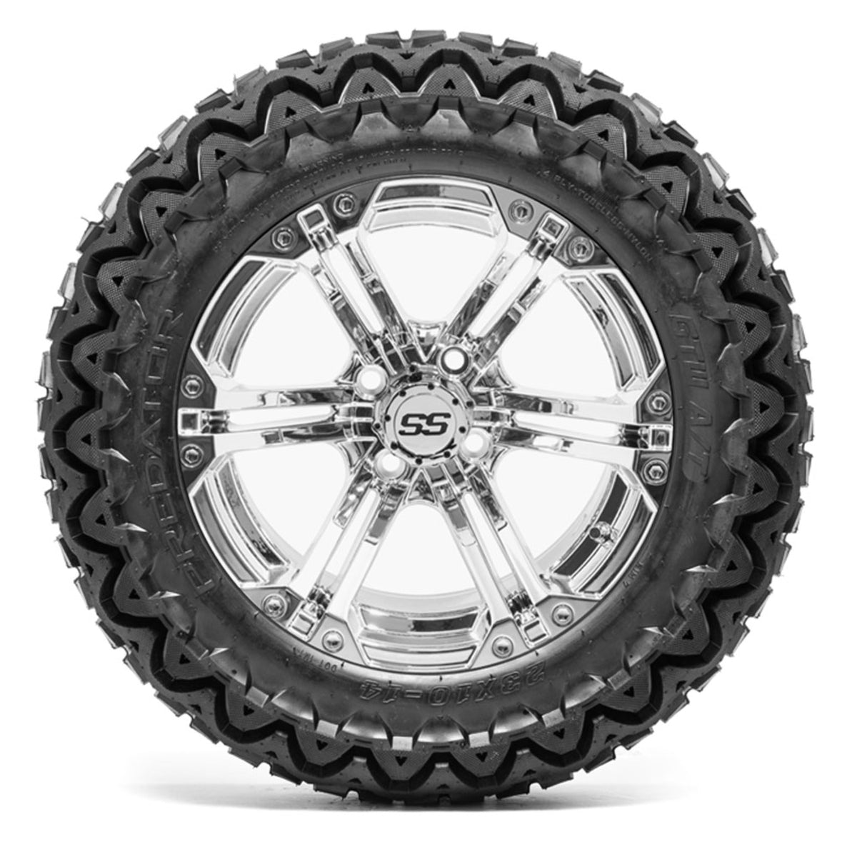 14 GTW Specter Chrome Wheels with 23 Predator A/T Tires Set of 4