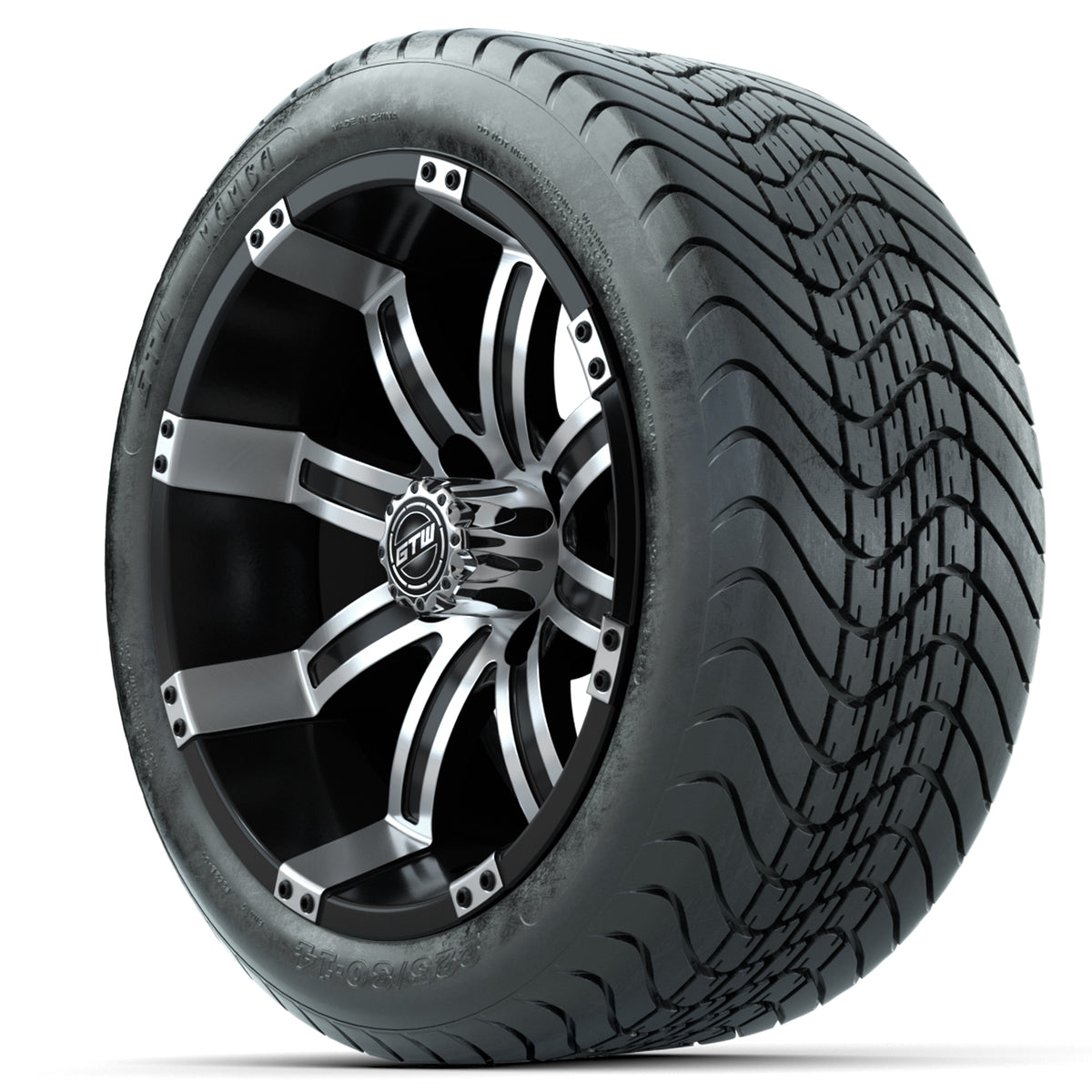 14 GTW Tempest Machined/Black Wheels with Mamba Street Tires Set of 4