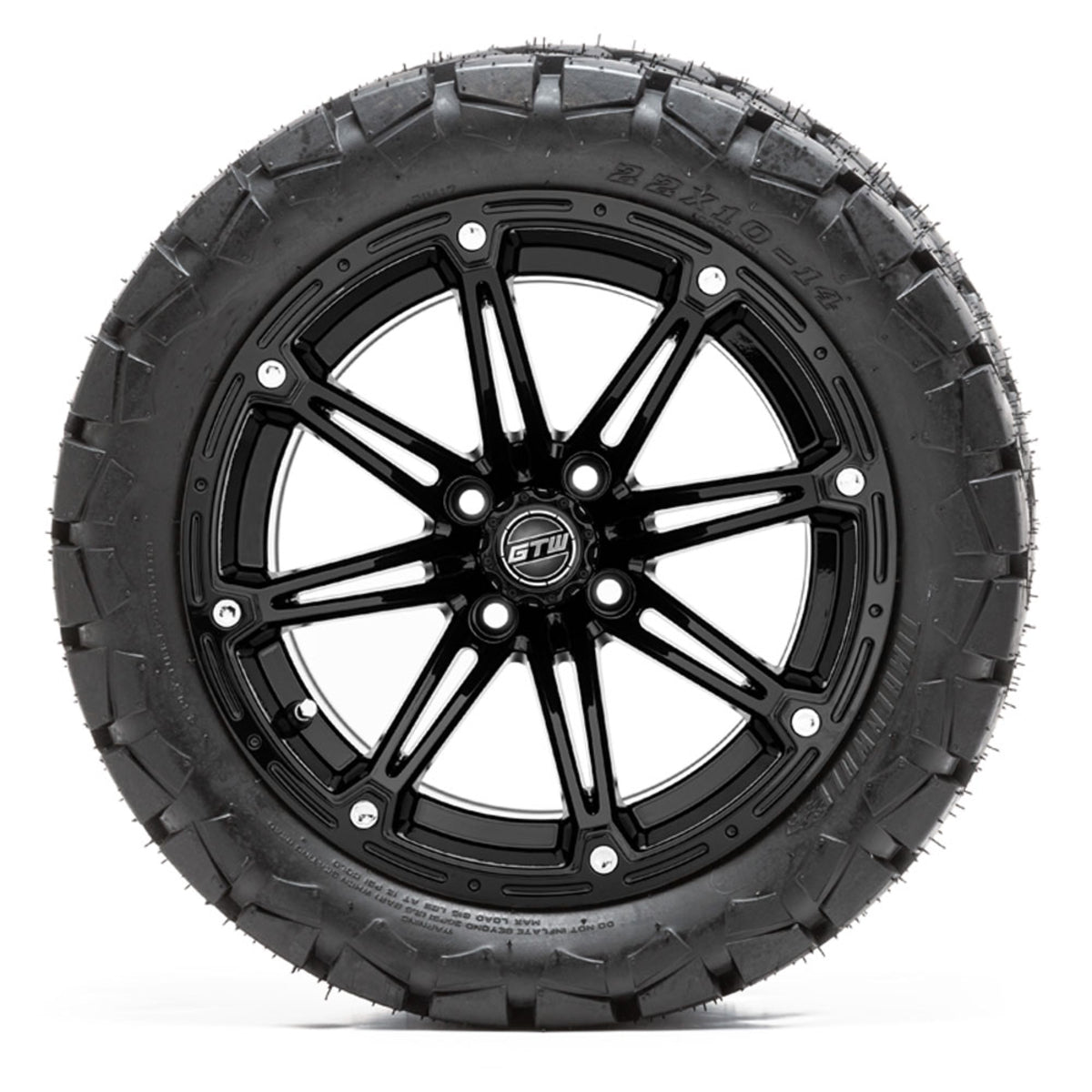 14 GTW Element Matte Black Wheels with 22in Timberwolf Mud Tires Set of 4