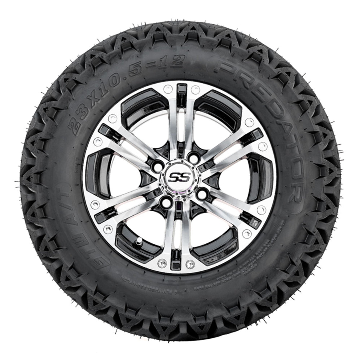 12 GTW Specter Black and Machined Wheels with 22 Timberwolf Mud Tires Set of 4