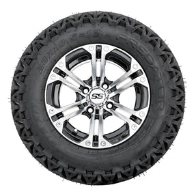 12 GTW Specter Black and Machined Wheels with 22 Timberwolf Mud Tires Set of 4