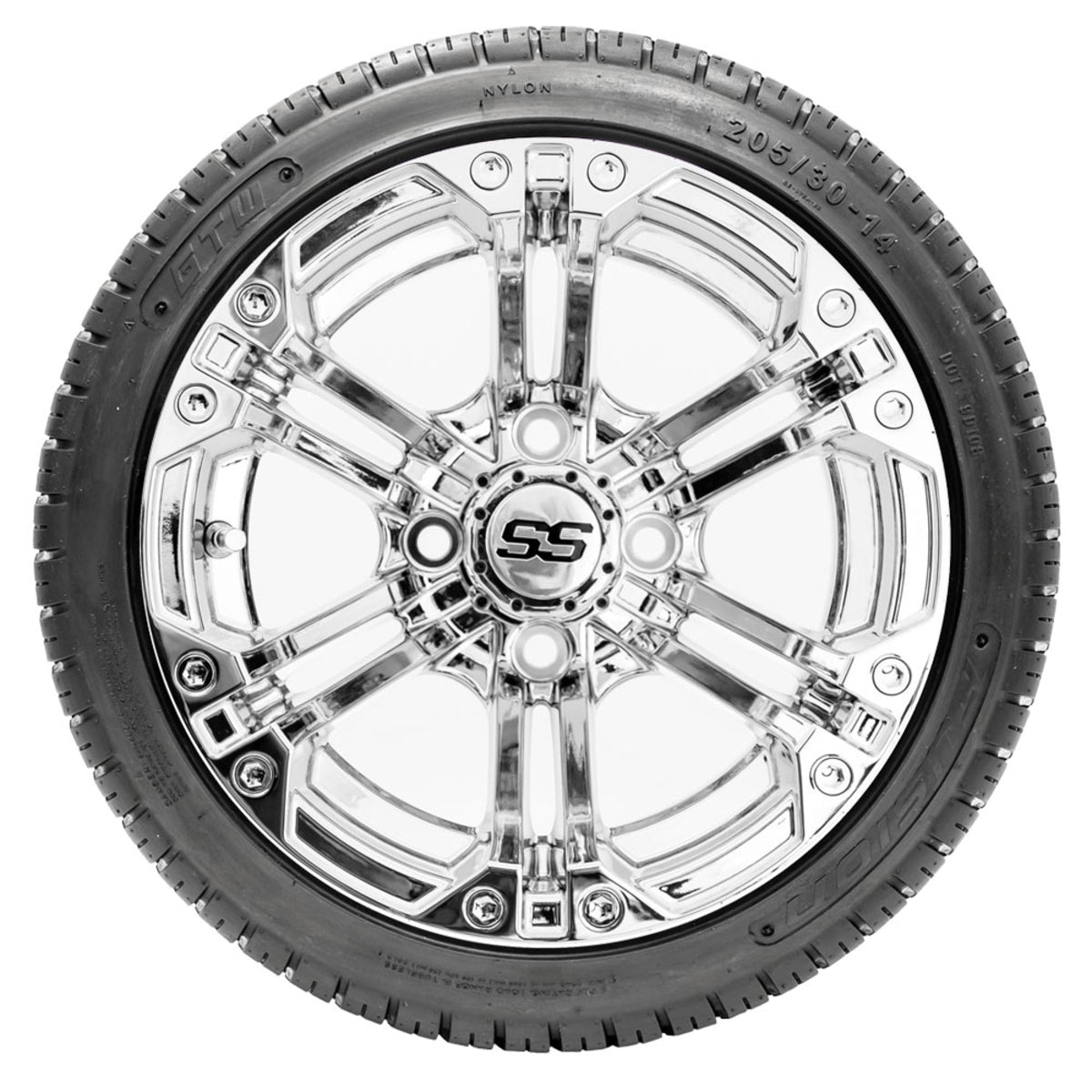 14 GTW Specter Chrome Wheels with Fusion Street Tires Set of 4