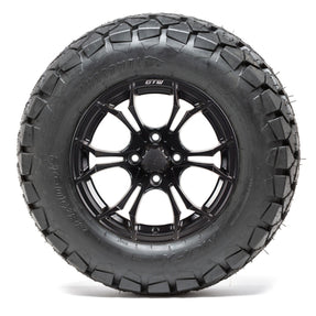 12 GTW Spyder Black and Machined Wheels with 22 Timberwolf Mud Tires Set of 4