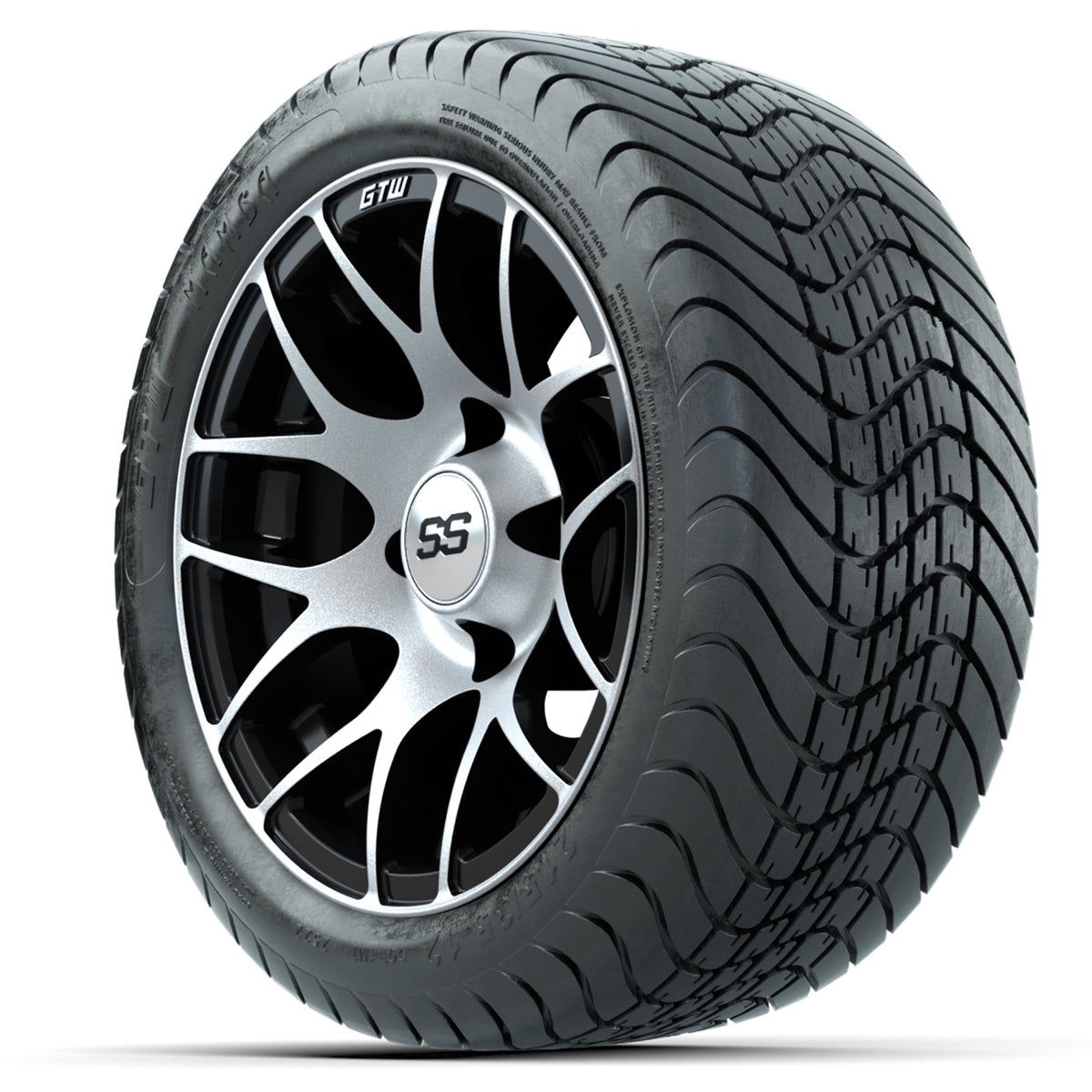 12 GTW Pursuit Black/Machined Wheels with Mamba Street Tires Set of 4