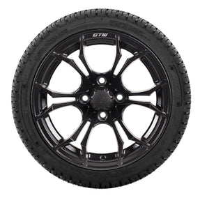 12 GTW Spyder Matte Black Wheels with 18 Fusion Street Tires Set of 4