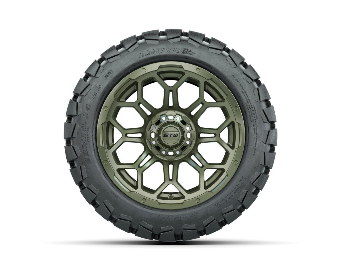 14 GTW Bravo Matte Recon Green Wheels with 22 Timberwolf Mud Tires Set of 4