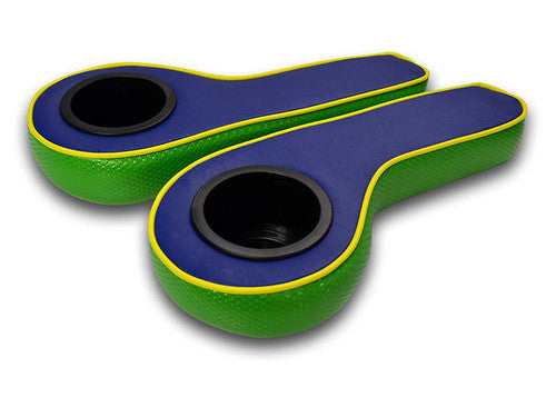 EZGO custom arm rests blue green cup holders