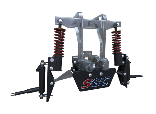 EZGO RXV Lift Kits – gain clearance, front shocks, silver frame