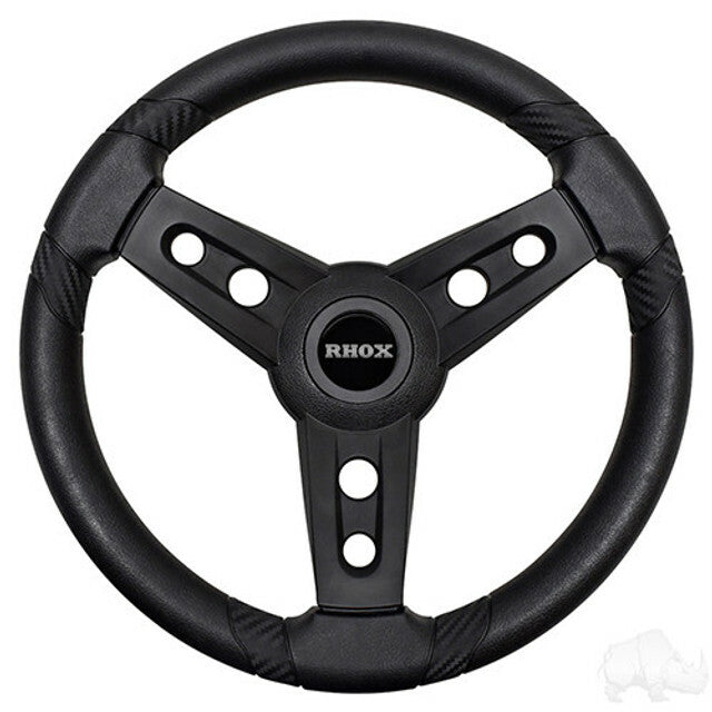 Yamaha golf cart steering wheel – black RHOX sport style with textured grip