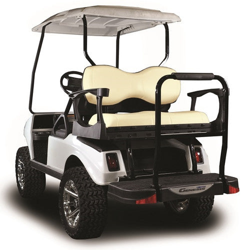 Genesis 300 with Deluxe Buff Aluminum Rear Flip Seat - Fits Club Car DS