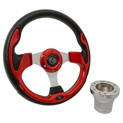 Steering Wheel Kit, Red/Rally 12.5 W/Chrome Adapter, E-Z-Go