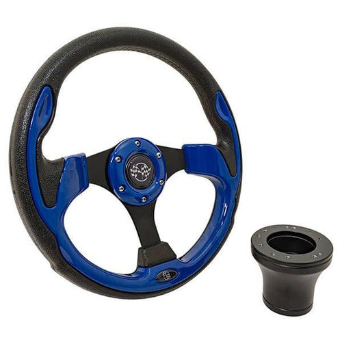 Steering Wheel Kit, Blue/Rally 12.5 W/Black Adapter, E-Z-Go