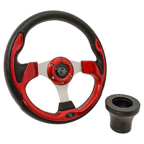 Steering Wheel Kit, Red/Rally 12.5 W/Black Adapter, Club Car