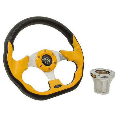 Steering Wheel Kit, Yellow/Race 12.5 W/Chrome Adapter, Yamah