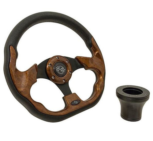 E-Z-GO Woodgrain Racer Steering Wheel Kit 94.5-Up