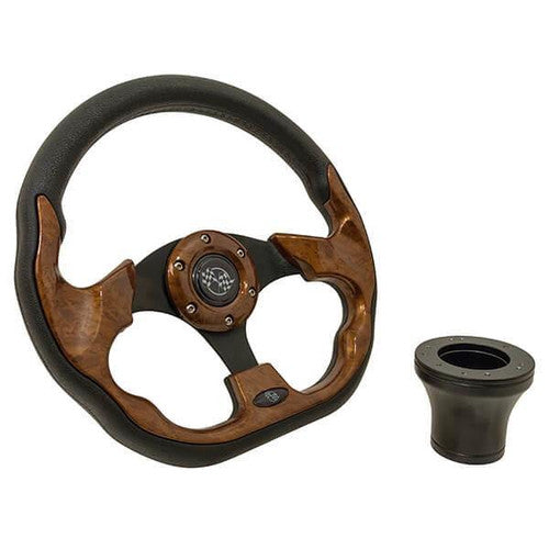 Steering Wheel Kit, Woodgrain/Race 12.5 W/Black Adapter, Yam