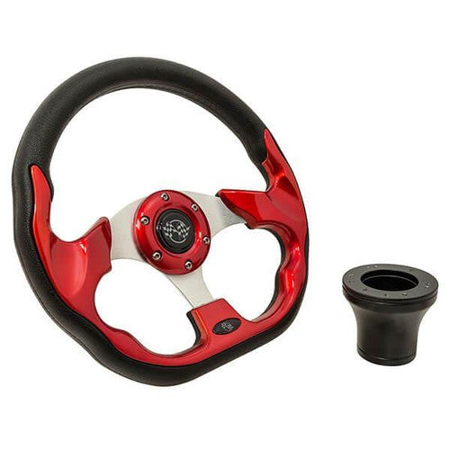 Steering Wheel Kit, Red/Race 12.5 W/Black Adapter, E-Z-Go