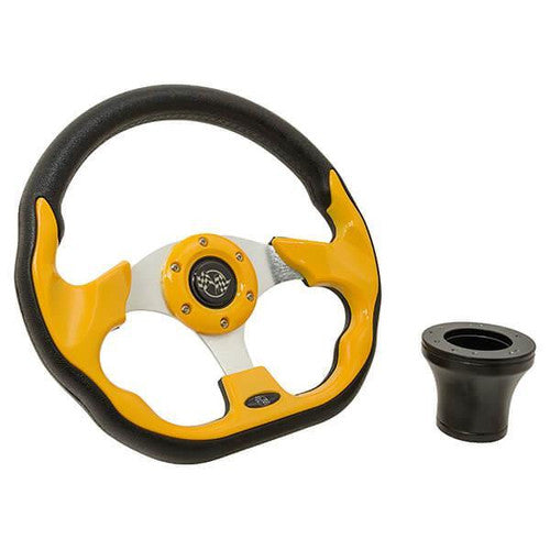 Steering Wheel Kit, Yellow/Race 12.5 W/Black Adapter, E-Z-Go