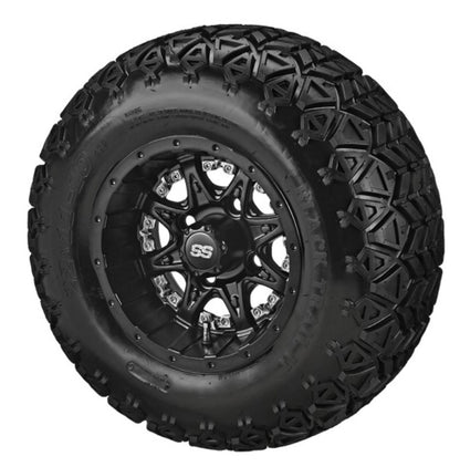 LSI 10X7 Revenge Matte Black Insert with Black Trail II 22-11-10 All Terrain Tire Set of 4