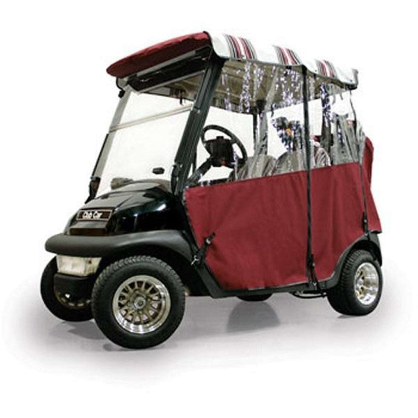 Burgundy Sunbrella 3-Sided Custom Over-The-Top Enclosure - Fits Club Car DS 1982-1999