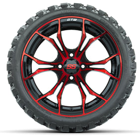 Set of (4) 15" GTW Spyder Red/Black Wheels with 23x10-R15 Nomad All-Terrain Tires