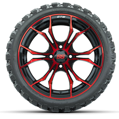 Set of (4) 15" GTW Spyder Red/Black Wheels with 23x10-R15 Nomad All-Terrain Tires