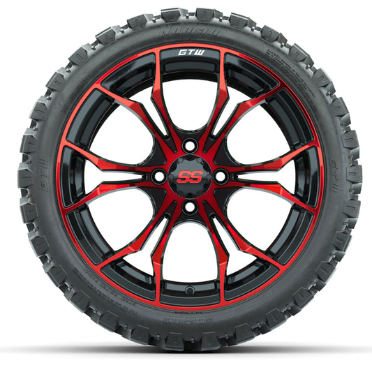 Set of (4) 15″ GTW Spyder Red/Black Wheels with 23x10-R15 Nomad All-Terrain Tires