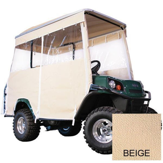 Beige 4-Passenger Track Style Vinyl Enclosure For Club Car Villager w/80″ Stretch/Eagle Top