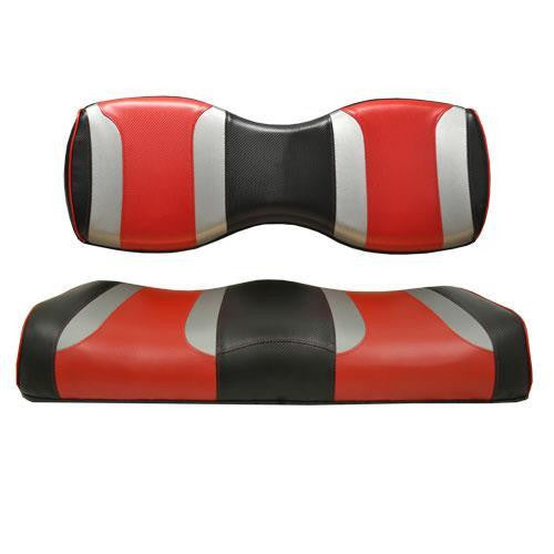 Tsunami Liquid Silver Rush w/Hot Rod Red Rear Seat Cushion Set