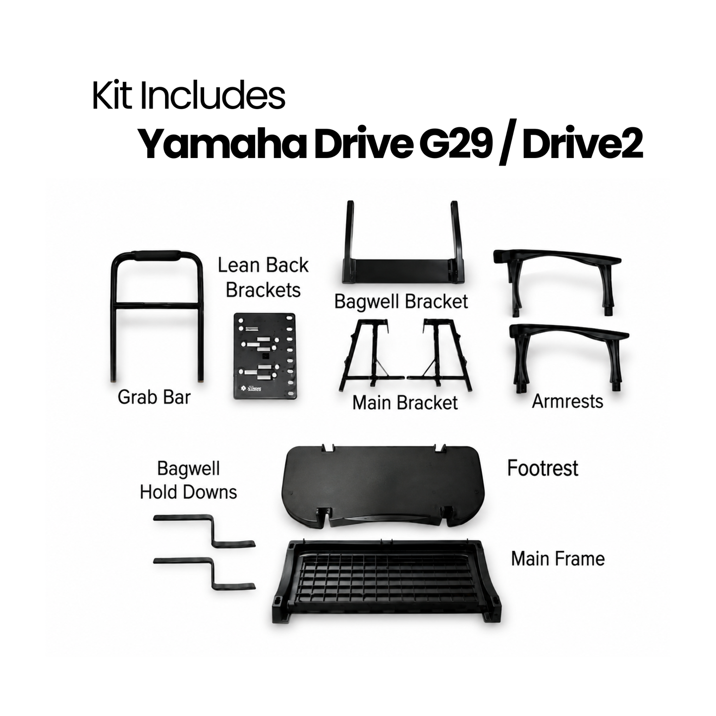 MadJax Genesis 300 Aluminum Rear Seat Kit for Yamaha Drive (G29) & Drive2 (2017+) | Standard & Deluxe Cushions