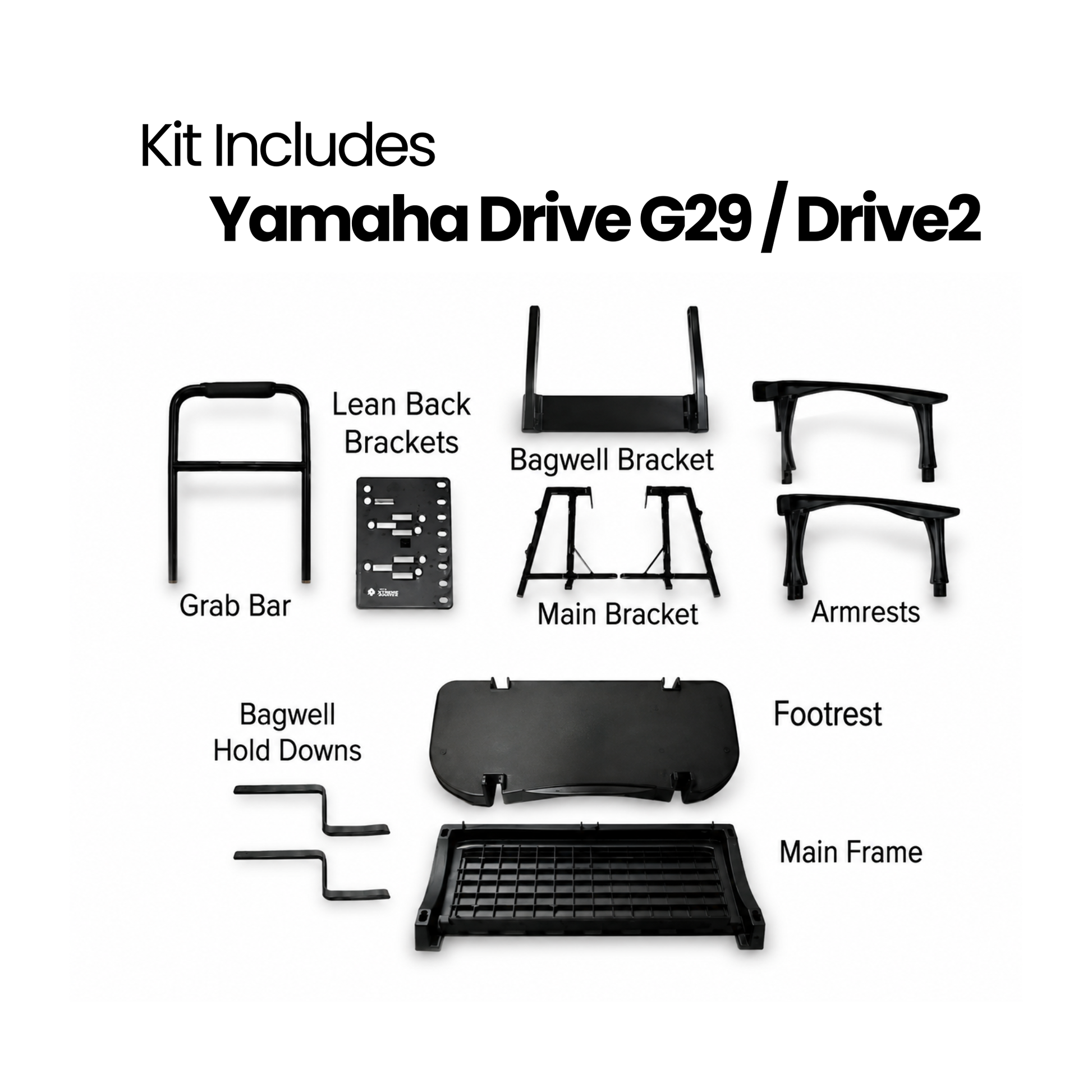 MadJax Genesis 300 Aluminum Rear Seat Kit for Yamaha Drive (G29) & Drive2 (2017+) | Standard & Deluxe Cushions