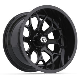 GTW® Assault 15” Ultra-Wide Gloss Black Golf Cart Wheel