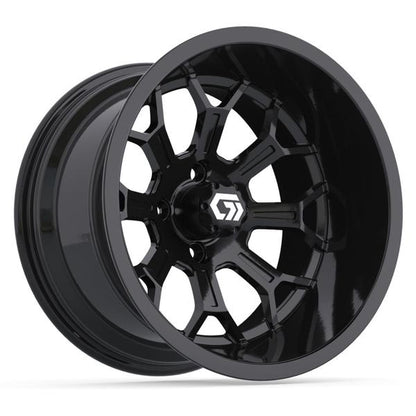 GTW® Assault 15” Ultra-Wide Gloss Black Golf Cart Wheel