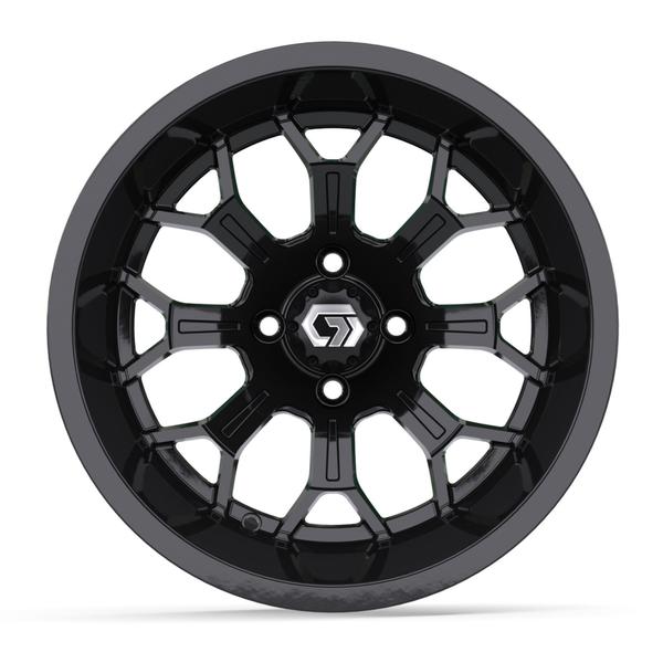 GTW® Assault 15” Ultra-Wide Gloss Black Golf Cart Wheel