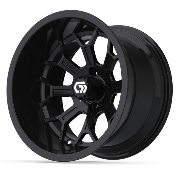 GTW® Assault 15” Ultra-Wide Gloss Black Golf Cart Wheel