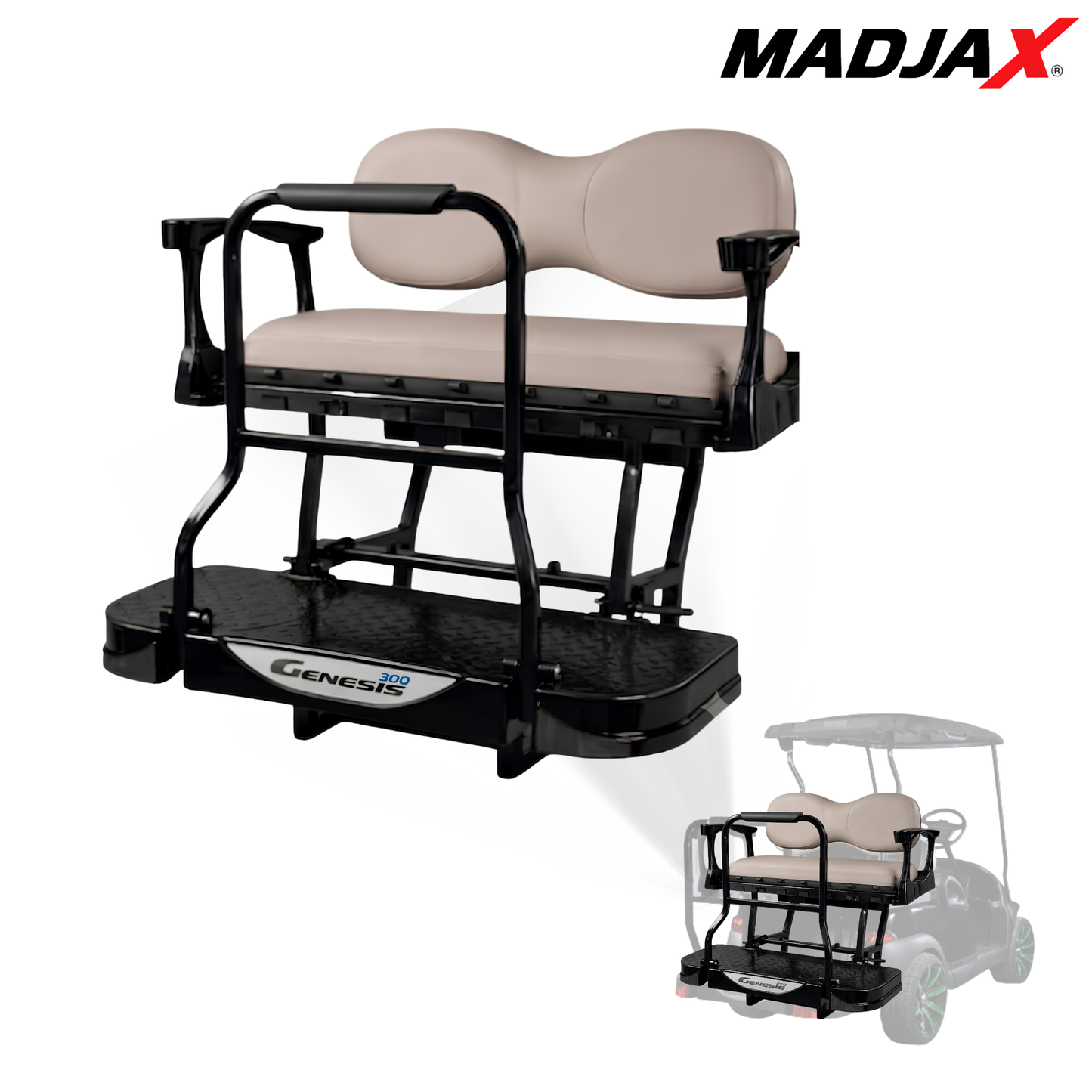 MadJax Genesis 300 Aluminum Rear Seat Kit for Club Car DS, Precedent, Tempo & Onward | Deluxe & Standard Cushions