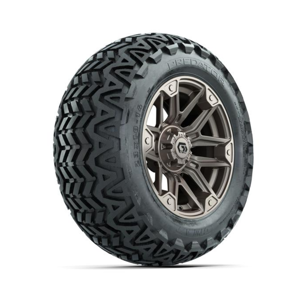 GTW® Graffiti Satin Bronze 14 in Wheels with 23x10-14 Predator All-Terrain Tires – Full Set