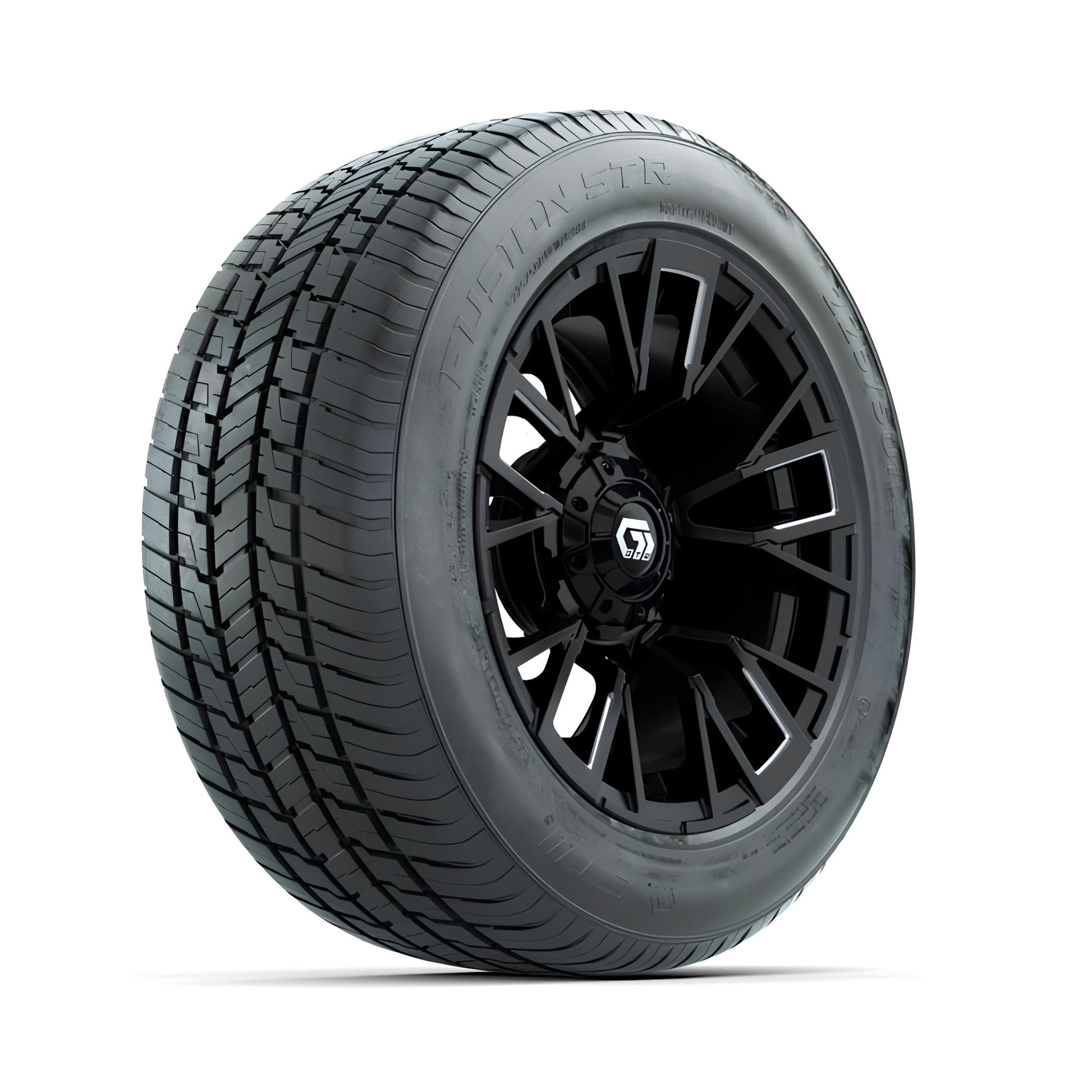 GTW® Vandal 14” Matte Black/Machined Wheels with 225/50-R14 Fusion STR DOT Tires – Full Set