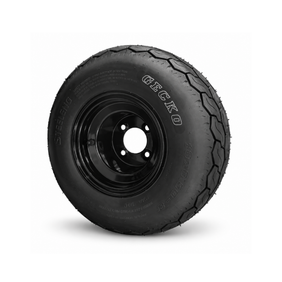 SGC 8” Steel Wheel – Black / STEELENG 18”x8.5”-8” GECKO Street Tire (White Letter Version)