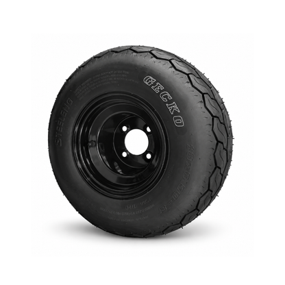 SGC 8” Steel Wheel – Black / STEELENG 18”x8.5”-8” GECKO Street Tire (White Letter Version)