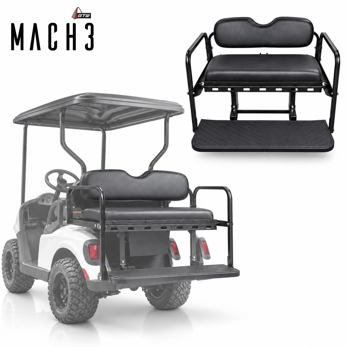 GTW Mach3 Rear Flip Seat for Club Car Precedent, Tempo & Onward