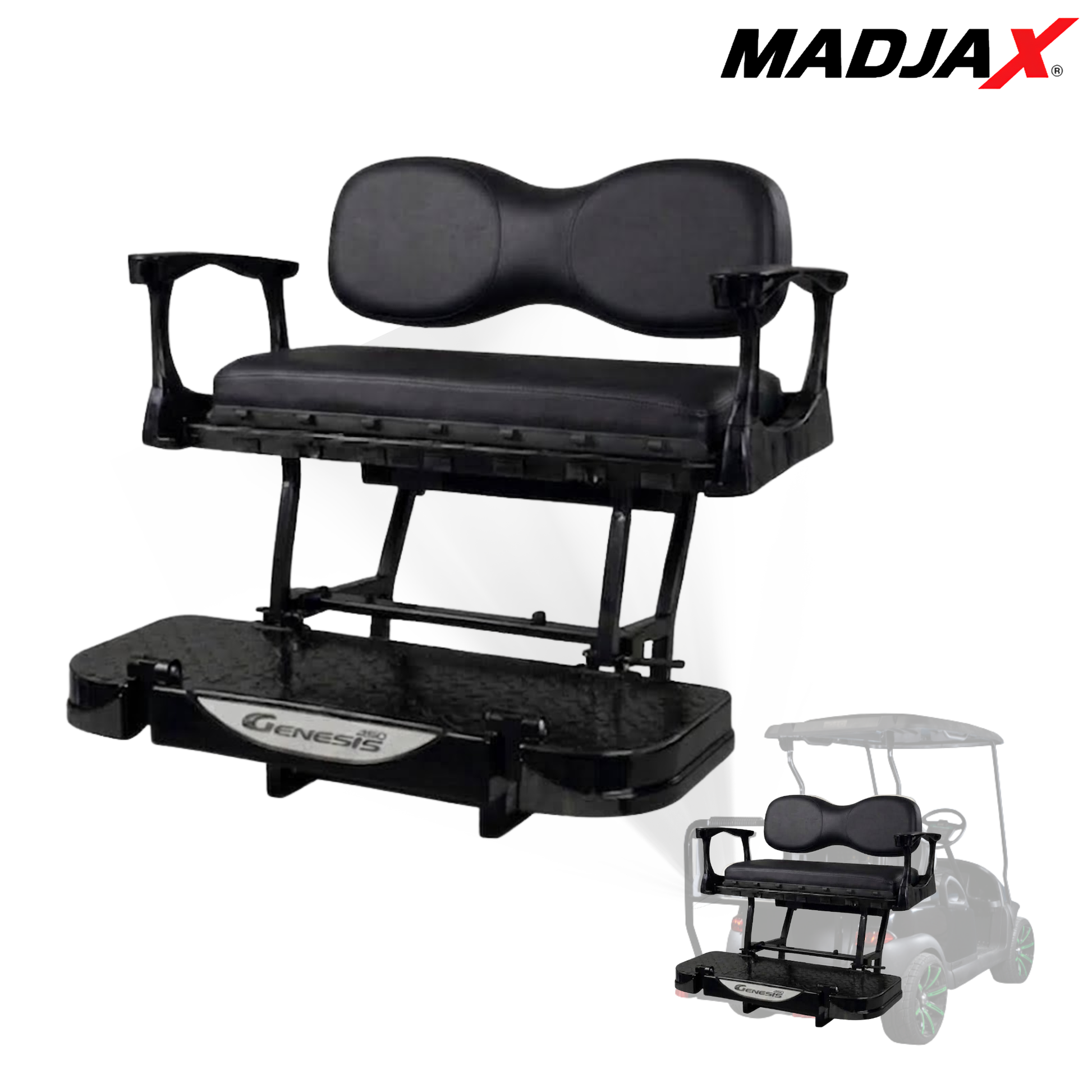 MadJax Genesis 250 Steel Rear Flip Seat Kits with Deluxe / Standard Cushions for EZGO TXT & RXV